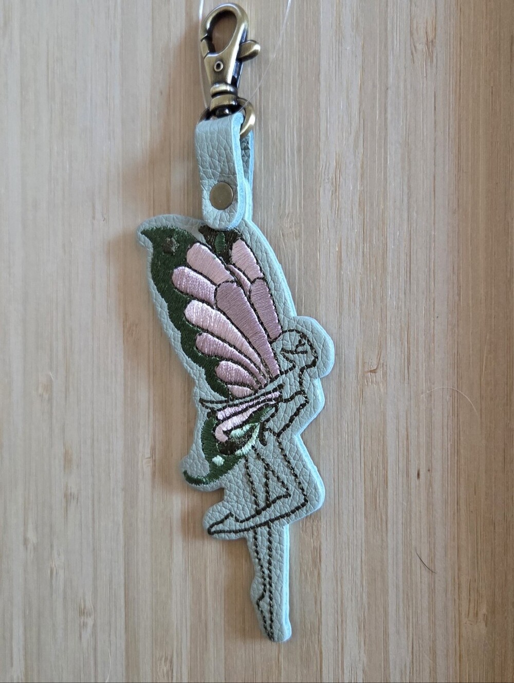 Portland Leather Fairy Keychain Bagcharm in Pistachio - Picture 2 of 3